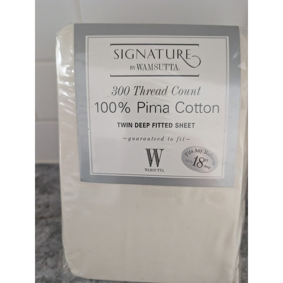 Wamsutta 300TC 100% Pima Cotton Twin Fitted Sheet- Oyster - Brand New - Picture 1 of 4